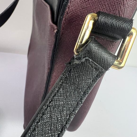 Calvin Klein Two Tone Maroon Black Crossbody Handbag with Strap 8.5 inch - Picture 5 of 16